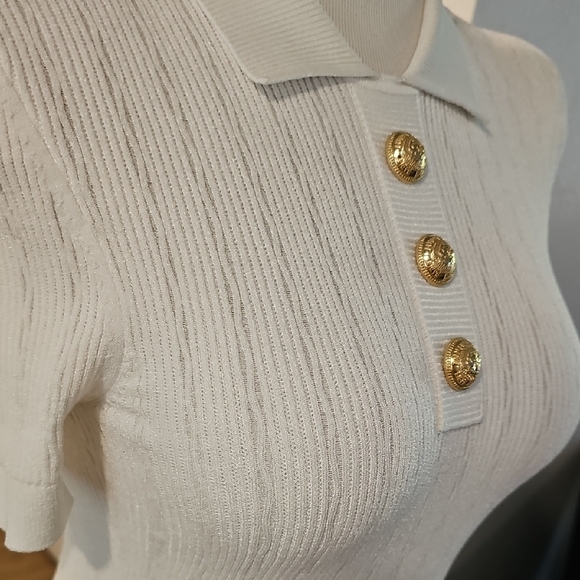 simple short gold dresses Balmain Kids white baby girl dress with gold buttons | BALMAIN KIDS